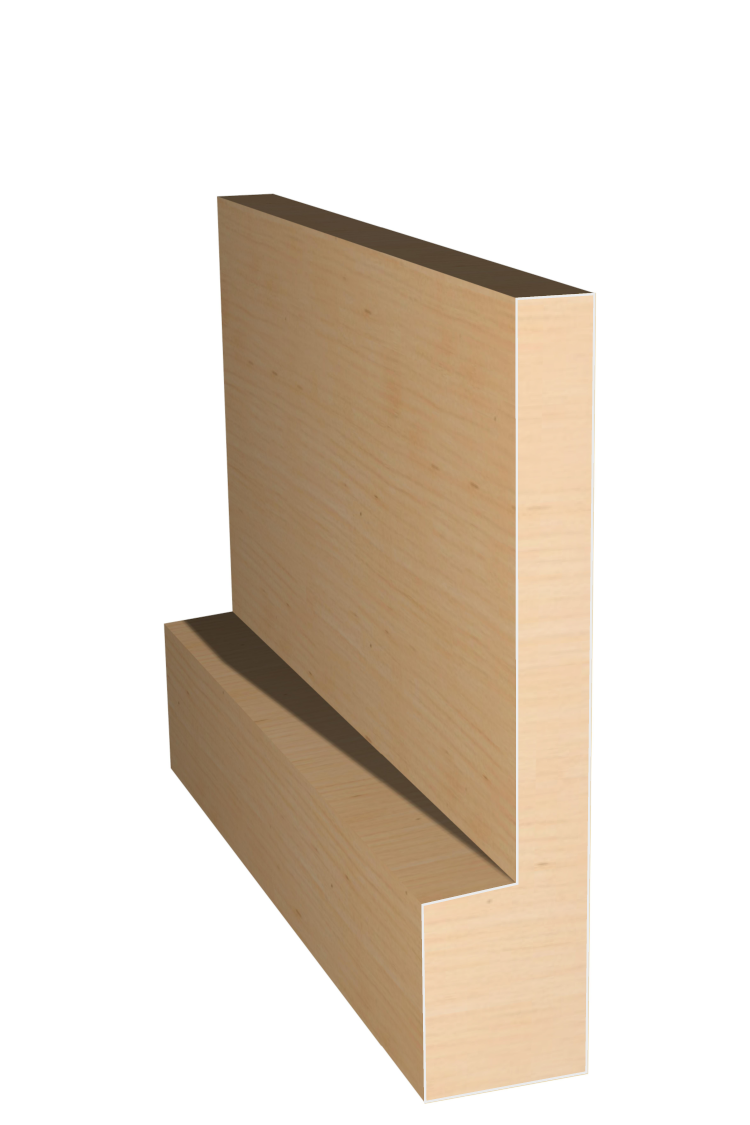 Three dimensional rendering of custom base wood molding BAPL41211 made by Public Lumber Company in Detroit.