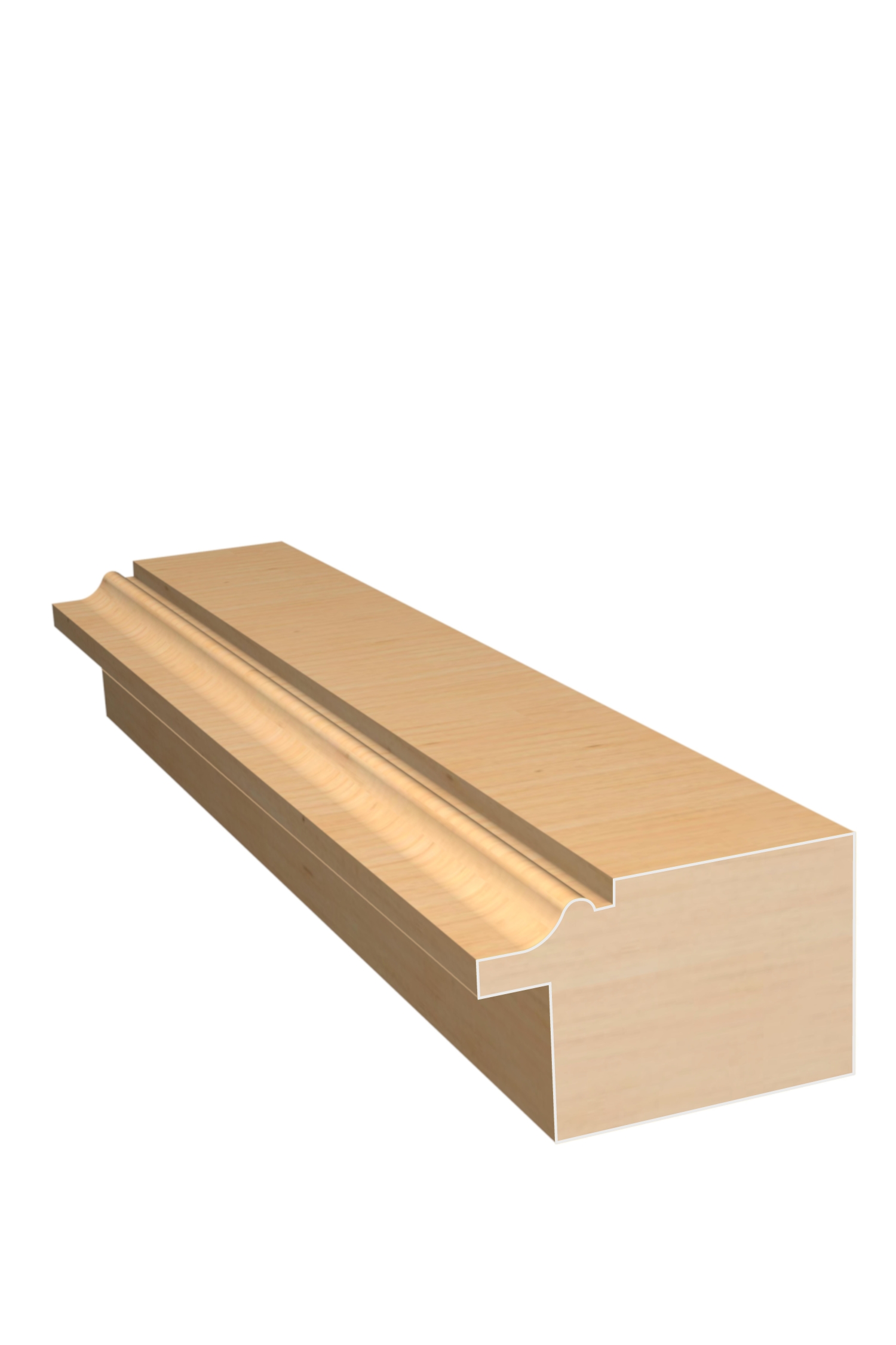 Three dimensional rendering of custom backband wood molding BBPL23 made by Public Lumber Company in Detroit.