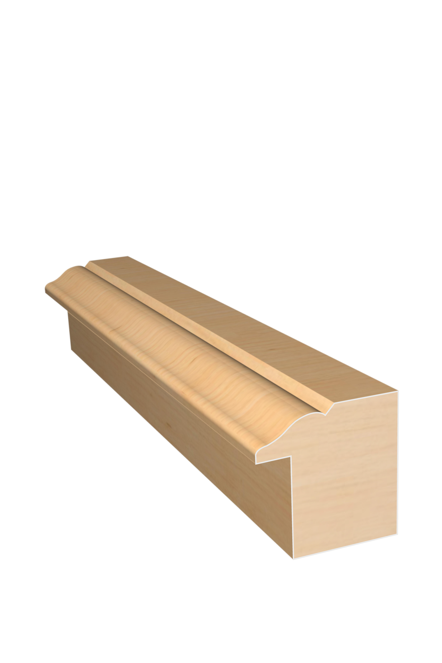 Three dimensional rendering of custom backband wood molding BBPL25 made by Public Lumber Company in Detroit.