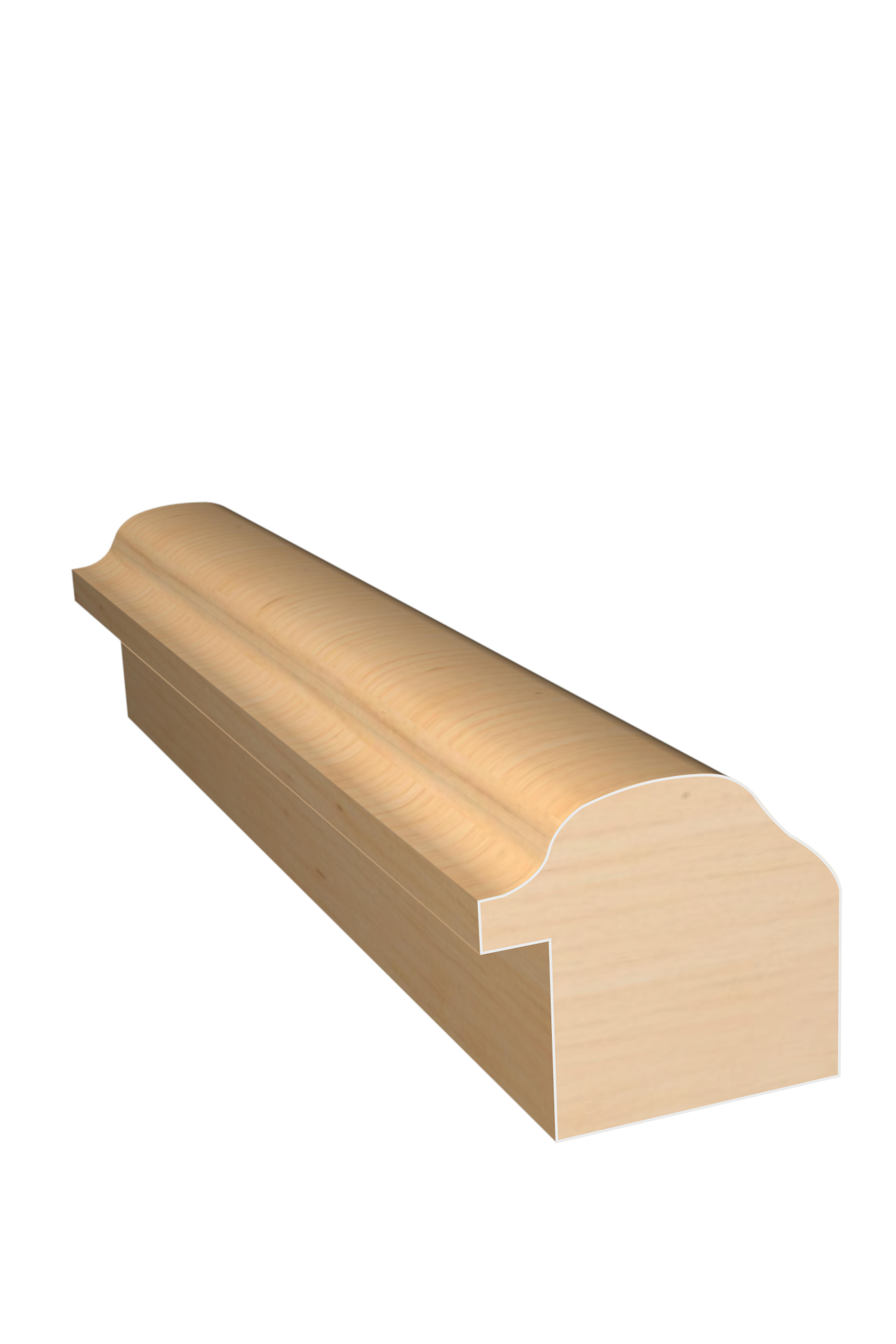 Three dimensional rendering of custom backband wood molding BBPL6 made by Public Lumber Company in Detroit.