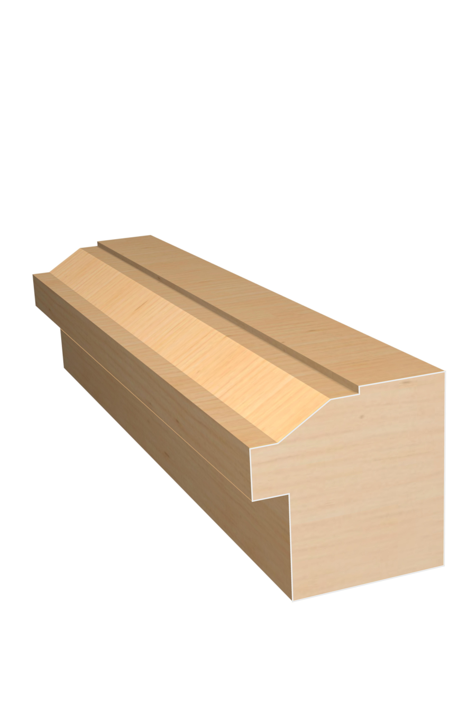 Three dimensional rendering of custom backband wood molding BBPL7 made by Public Lumber Company in Detroit.