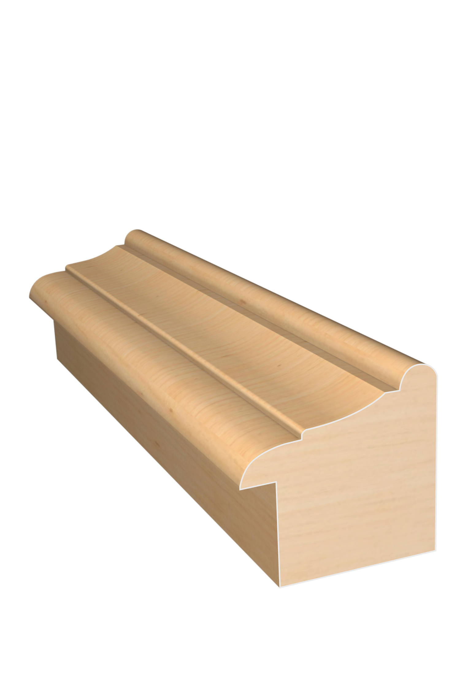 Three dimensional rendering of custom backband wood molding BBPL8 made by Public Lumber Company in Detroit.