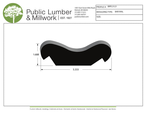 1-11/16"x5-5/16" Bar Rail BRPL5121