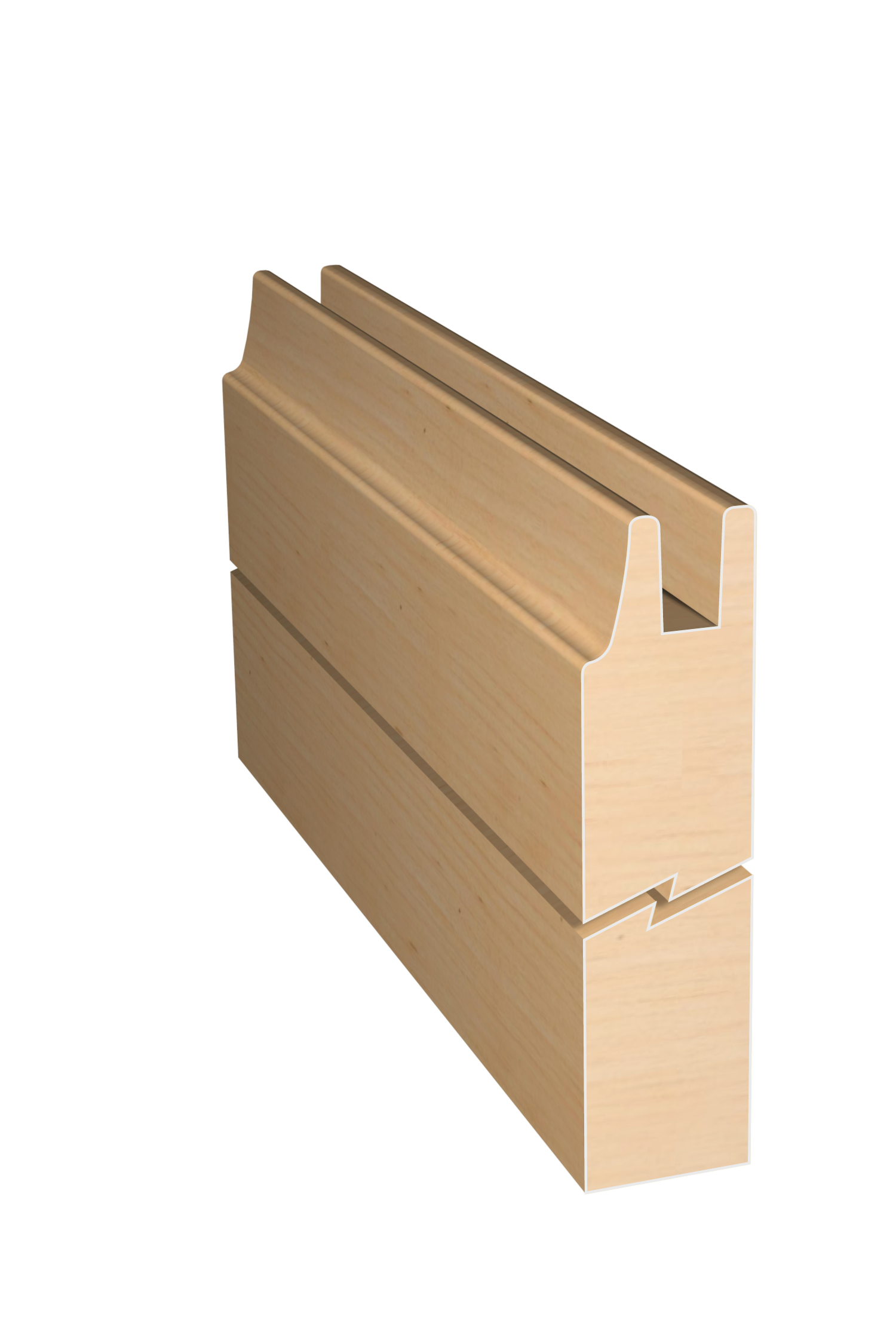 Three dimensional rendering of custom edge profile wood molding SKPL61 made by Public Lumber Company in Detroit.