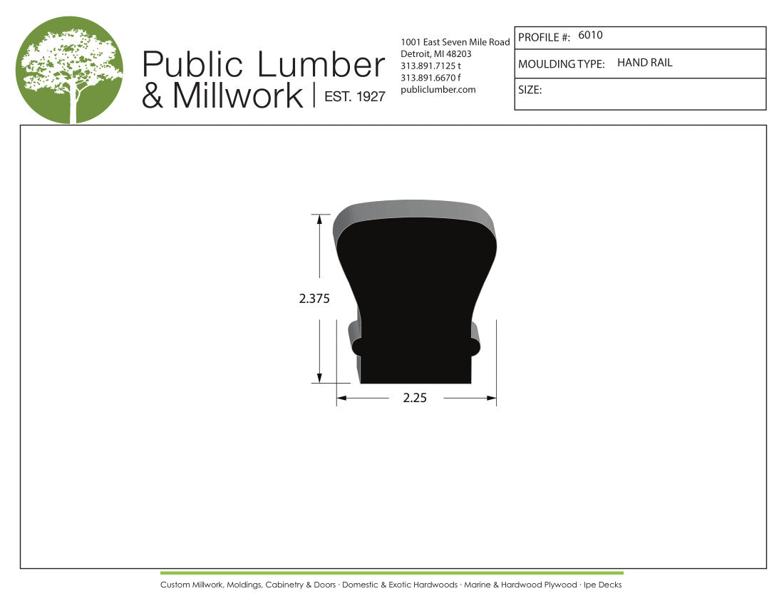 2-3/8"x2-1/4" Hand Rail 6010