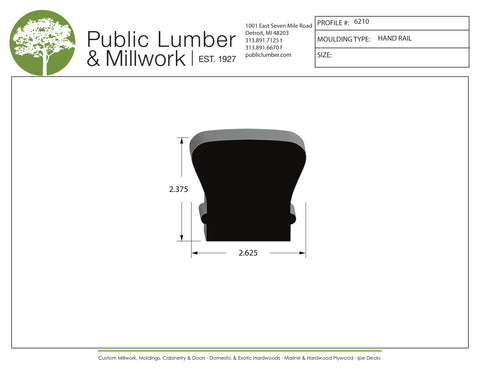 2-3/8"x2-5/8" Hand Rail 6210