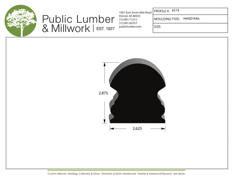 2-7/8"x2-5/8" Hand Rail 6519