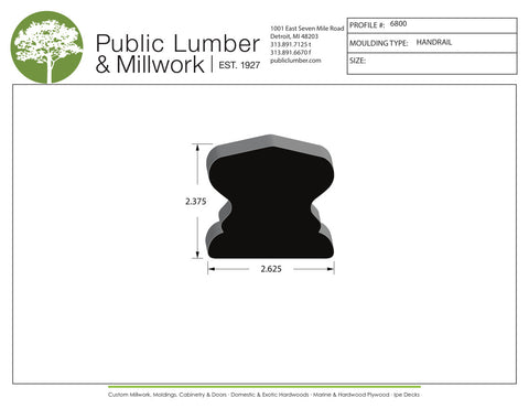 2-3/8"x2-5/8" Hand Rail 6800