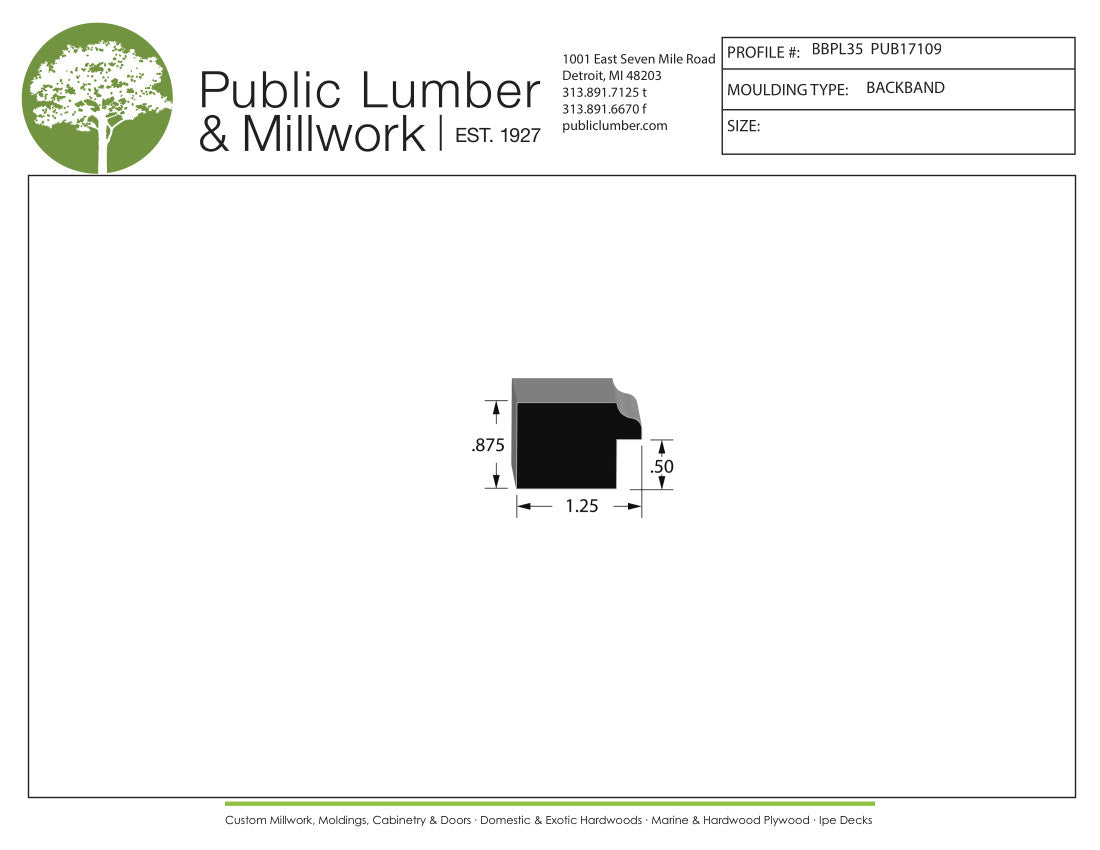 7/8"x1-1/4" Backband BBPL35