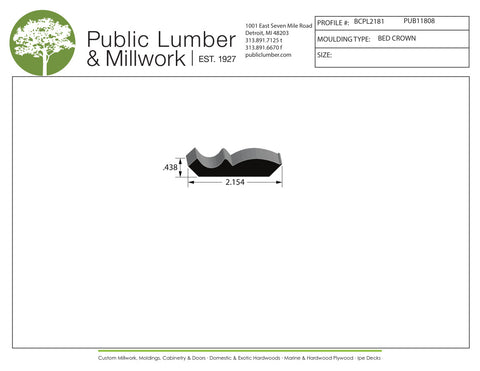 7/16"x2-1/8" Bed Crown BCPL2181
