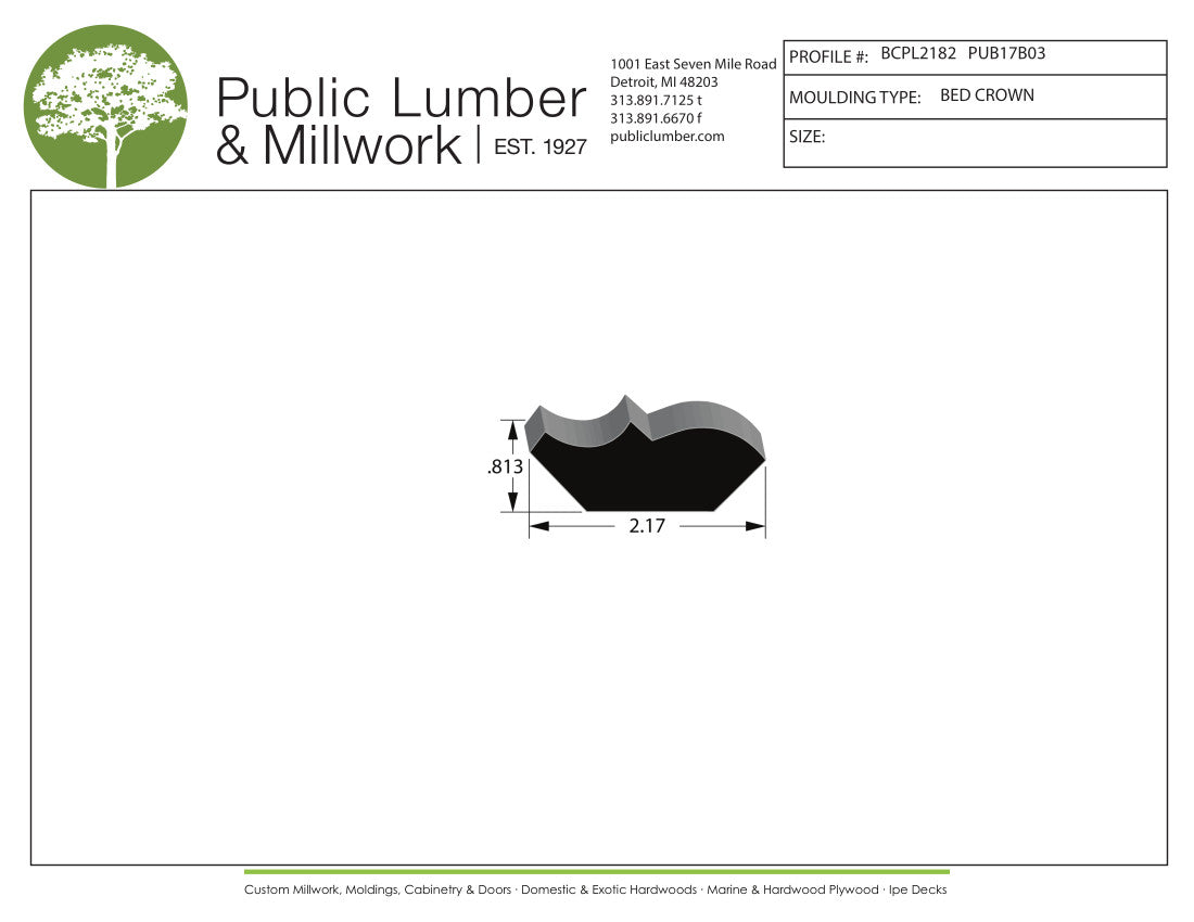 13/16"x2-1/8" Bed Crown BCPL2182