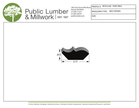 13/16"x2-1/8" Bed Crown BCPL2182