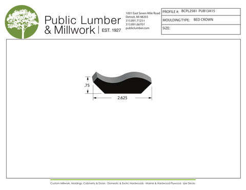 3/4"x2-5/8" Bed Crown BCPL2581