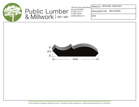 13/16"x3-5/8" Bed Crown BCPL3581