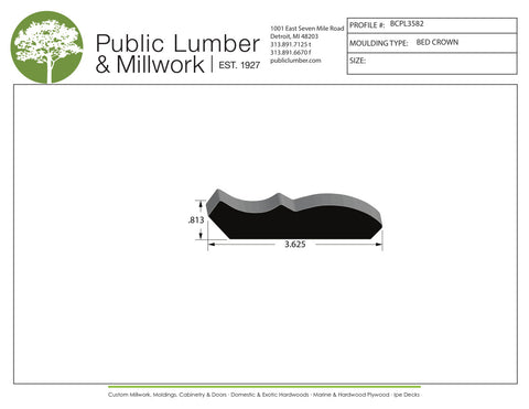 13/16"x3-5/8" Bed Crown BCPL3582