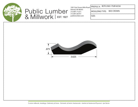7/8"x3-5/8" Bed Crown BCPL3583