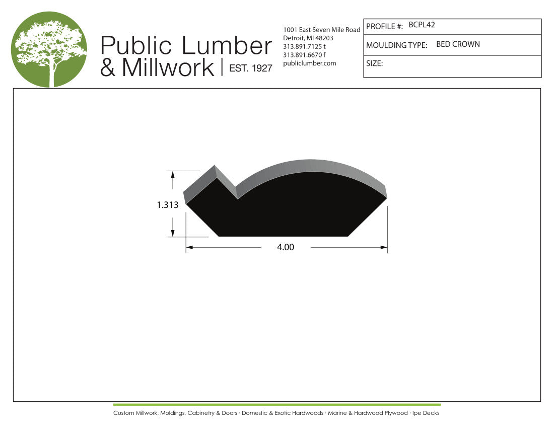 1-5/16"x4" Bed Crown BCPL42