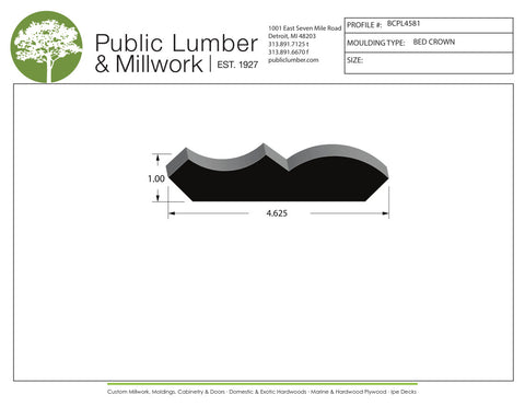 1"x4-5/8" Bed Crown BCPL4581