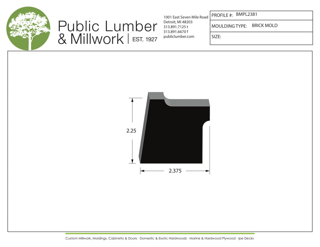 2-1/4"x2-3/8" Brick Moulding BMPL2381