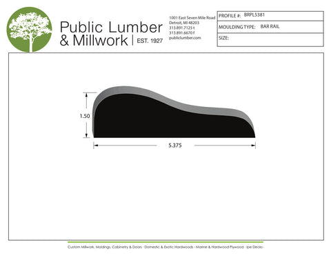 1-1/2"x5-3/8" Bar Rail BRPL5381