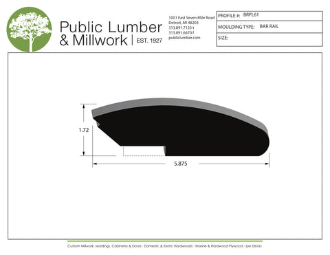 1-3/4"x5-7/8" Bar Rail BRPL61
