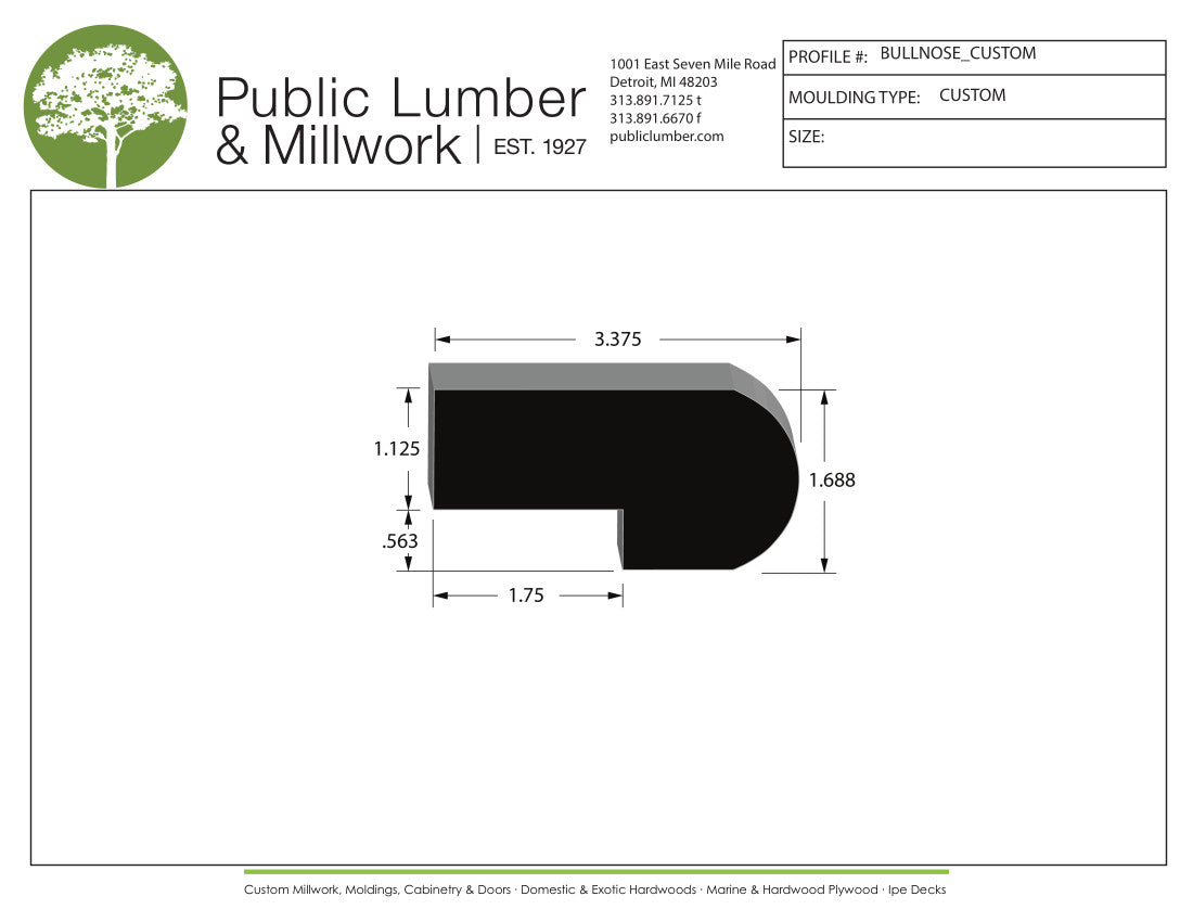 1-11/16"x3-3/8" Bullnose SNPL3381