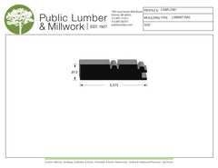 13/16"x3-3/8" Cabinet Rail CABPL3381