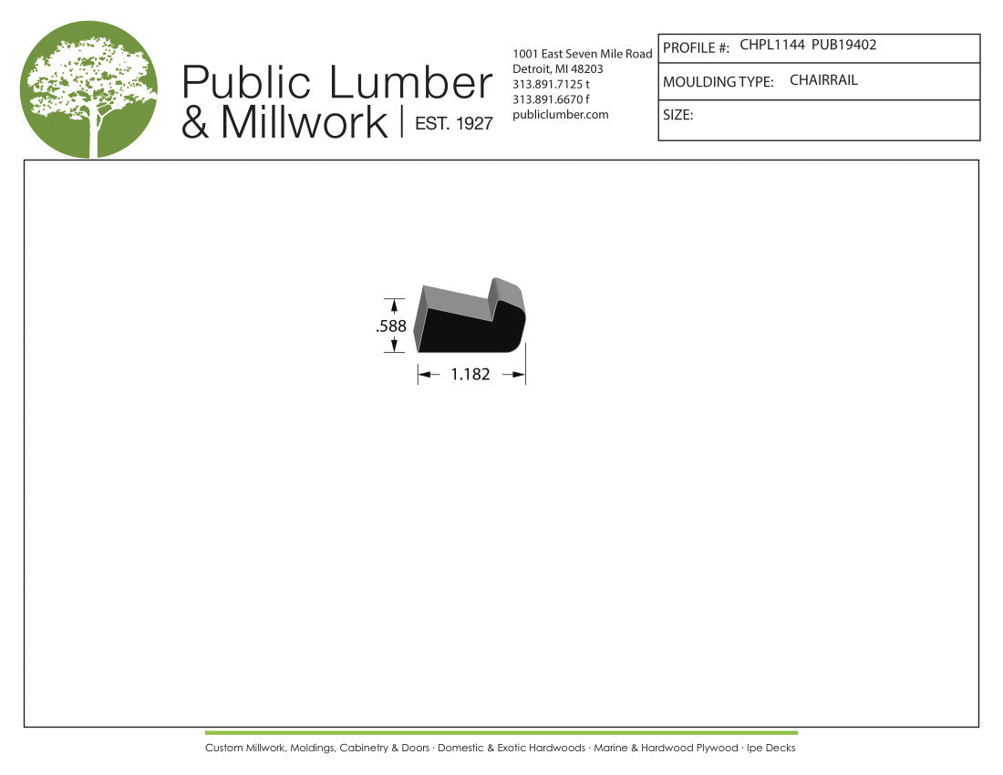 5/8"x1-3/16" Chair Rail CHPL1144