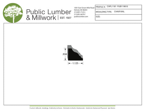 15/16"x1-1/8" Chair Rail CHPL1181