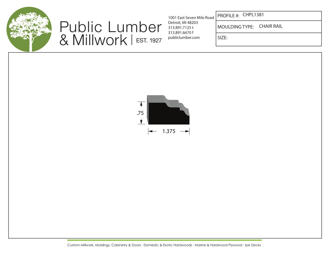 3/4"x1-3/8" Chair Rail CHPL1381