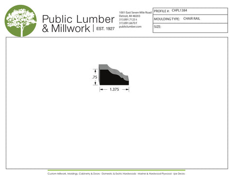 3/4"x1-3/8" Chair Rail CHPL1384