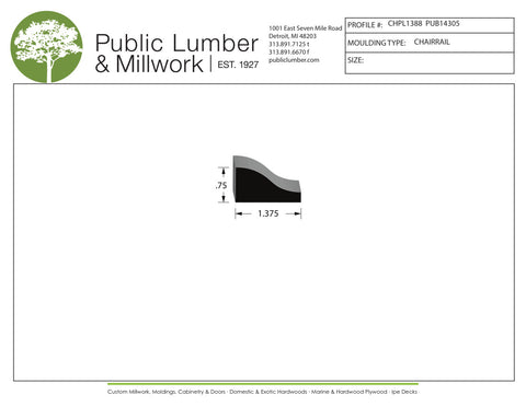 3/4"x1-3/8" Chair Rail CHPL1388