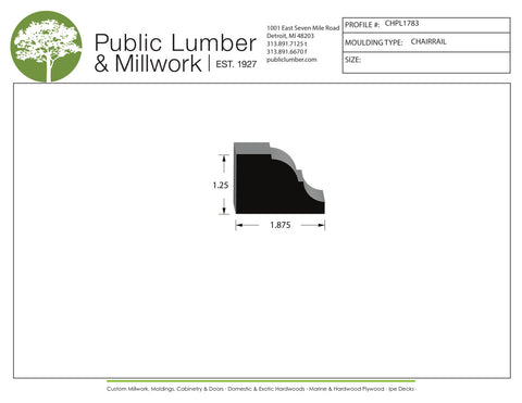 1-1/4"x1-7/8" Chair Rail CHPL1783