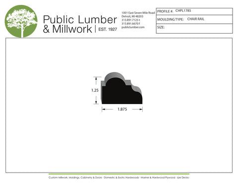 1-1/4"x1-7/8" Chair Rail CHPL1785