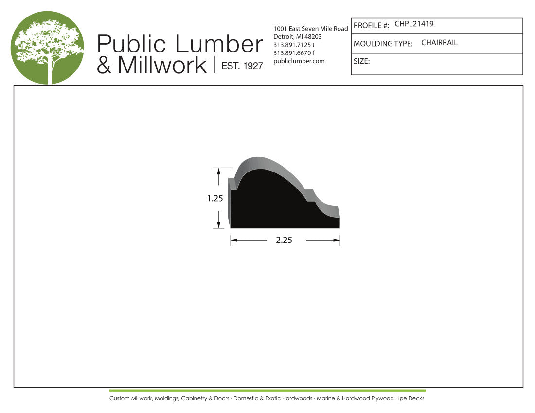 1-1/4"x2-1/4" Chair Rail CHPL21419