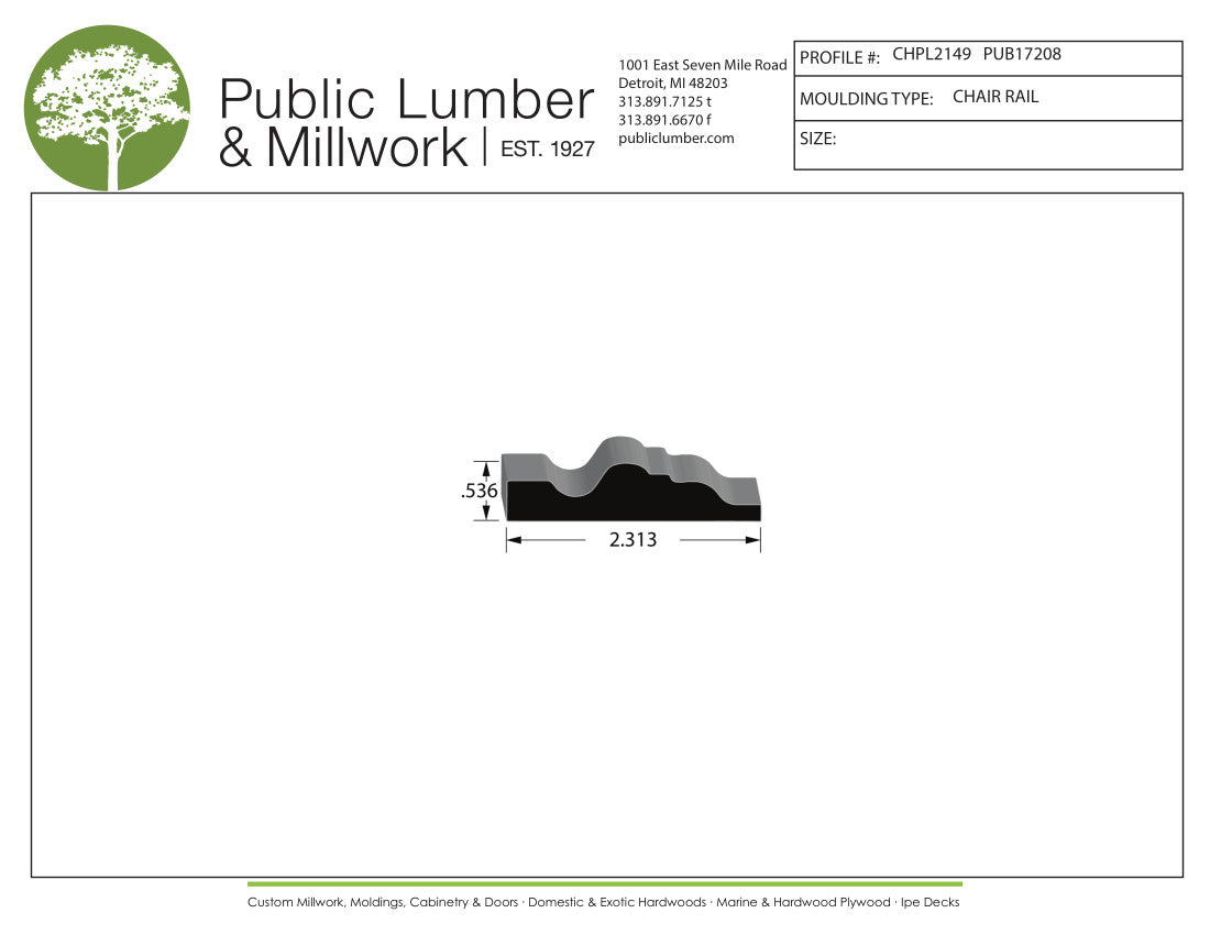 9/16"x2-5/16" Chair Rail CHPL2149