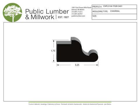 1-3/4"x3-1/4" Chair Rail CHPL3144