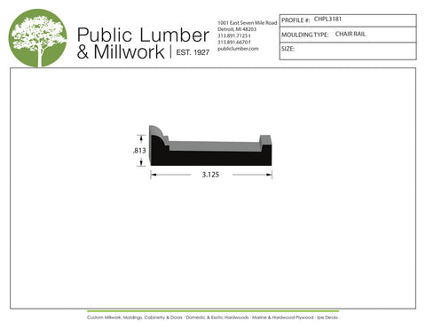 13/16"x3-1/8" Chair Rail CHPL3181