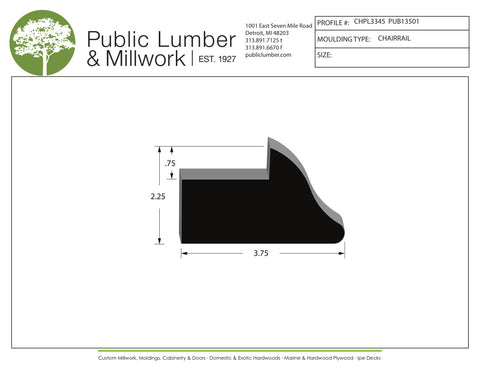 2-1/4"x3-3/4" Chair Rail CHPL3345