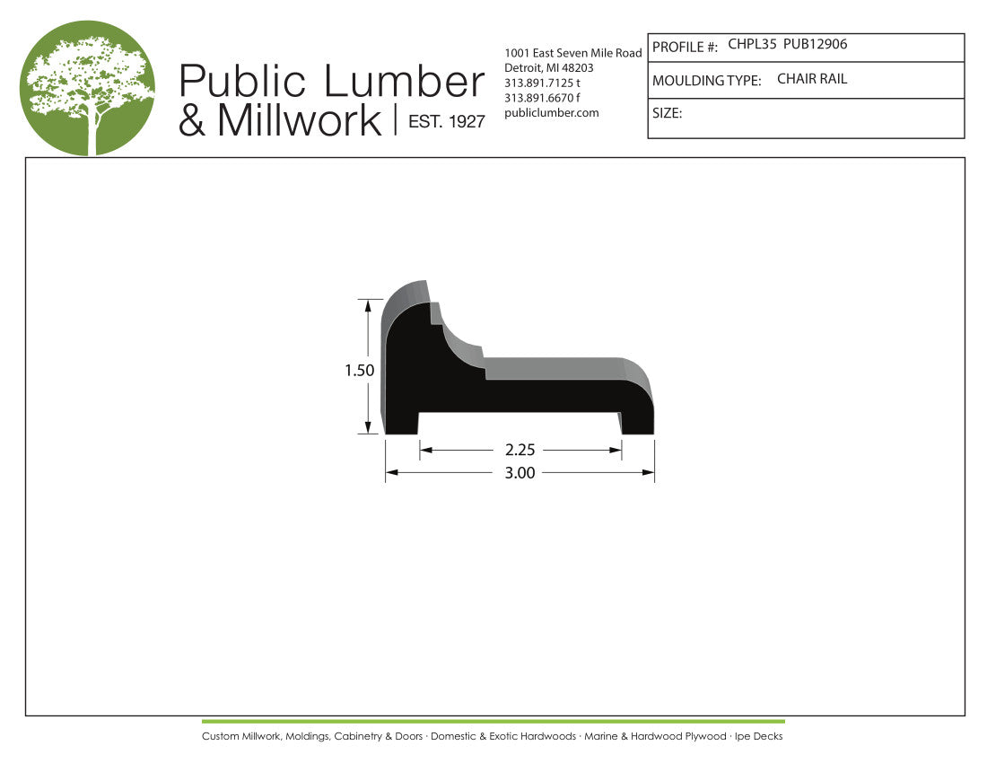 1-1/2"x3" Chair Rail CHPL35