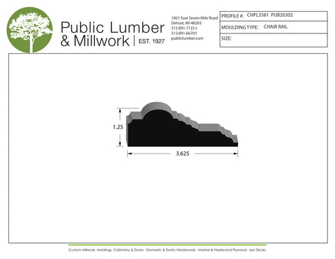1-1/4"x3-5/8 Chair Rail CHPL3581
