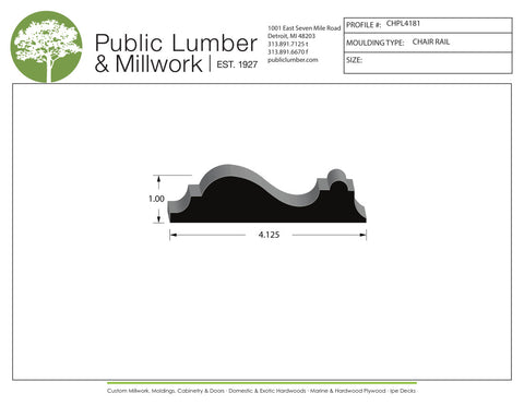 1"x4-1/8" Chair Rail CHPL4181