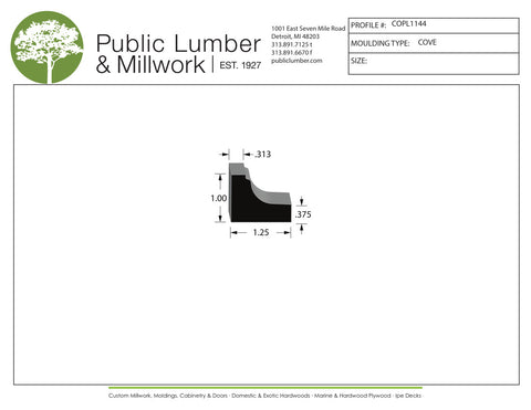 1"x1-1/4" Cove COPL1144
