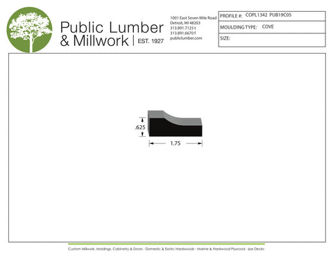 5/8"x1-3/4" Cove COPL1342