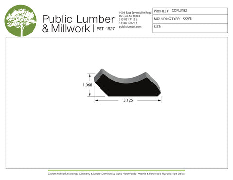 1-1/16"x3-1/8" Cove COPL3182