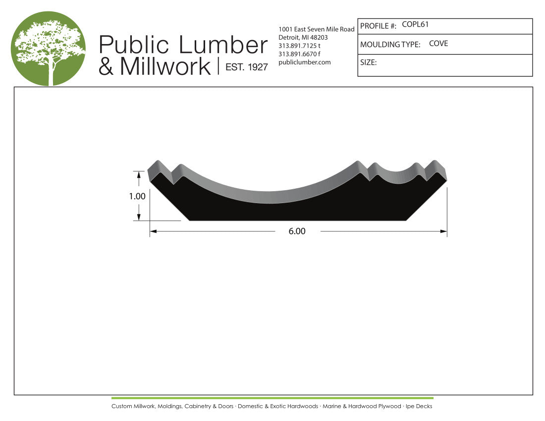 1"x6" Transitional Cove COPL61