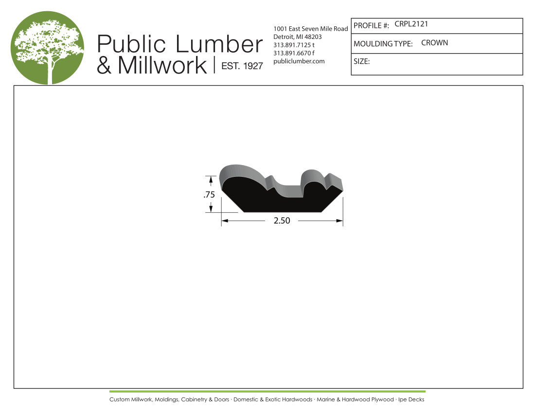 3/4"x2-1/2" Crown CRPL2121