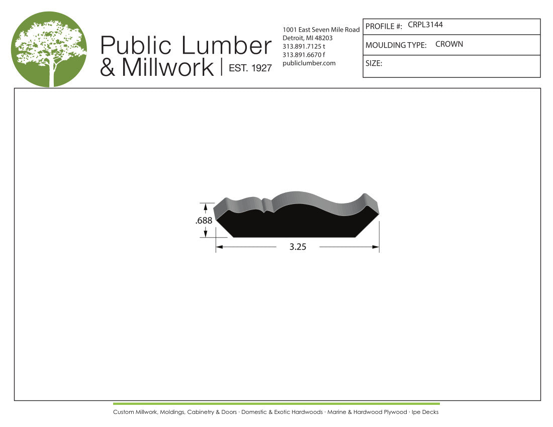 11/16"x3-1/4" Crown CRPL3144