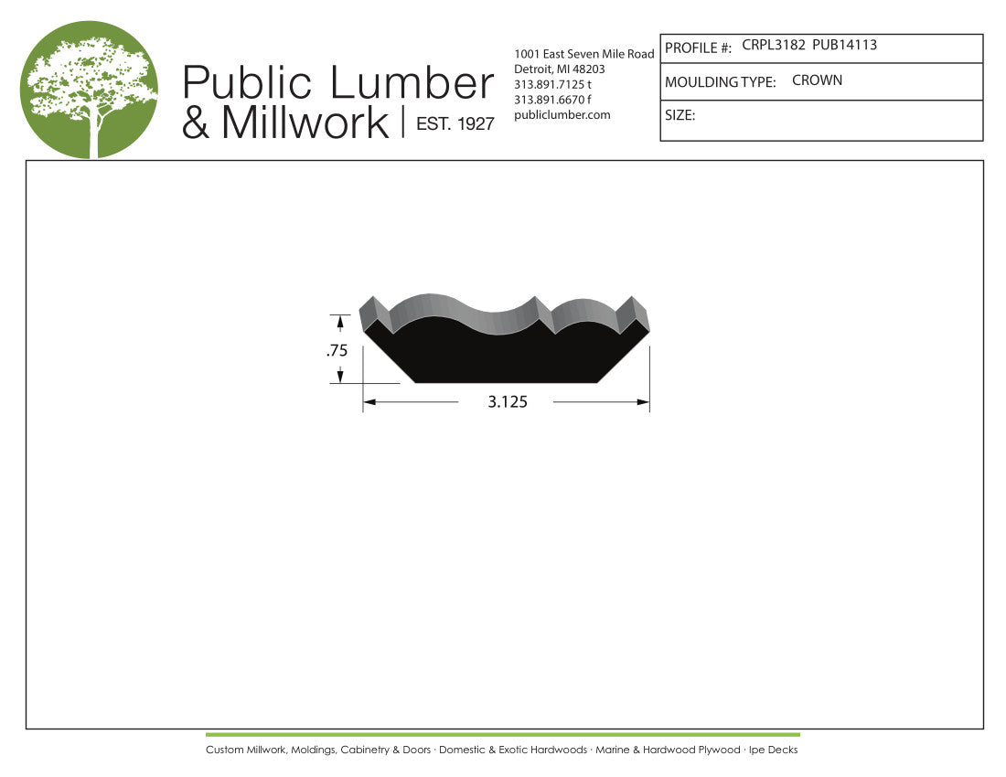 3/4"x3-1/8" Crown CRPL3182