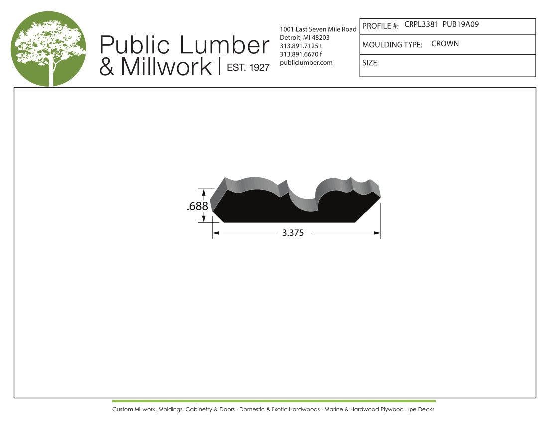 11/16"x3-3/8" Crown CRPL3381